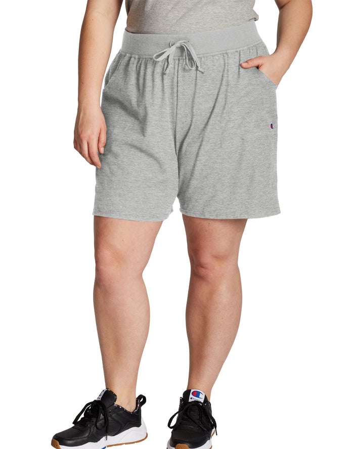 Champion Womens Shorts NZ - Plus Classic Jersey 7.5 Grey ( 4086-MQHGV )